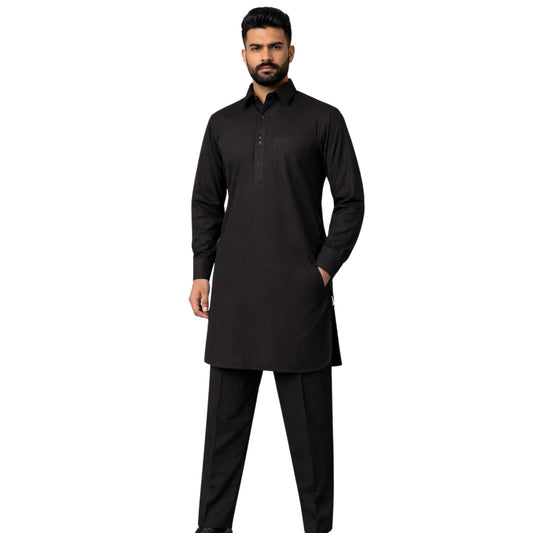Men’s Cotton Blend Kurta Pyjama Set Regular Fit Full Sleeve Festive & Casual Wear