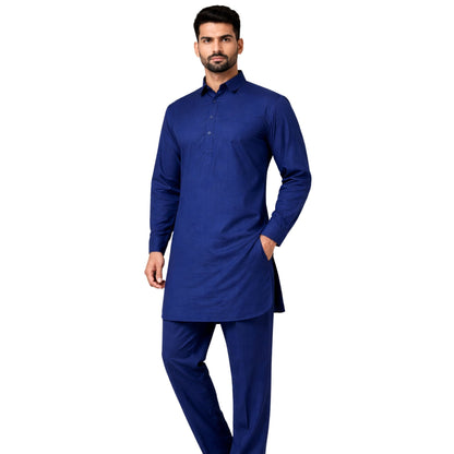 Men’s Cotton Blend Kurta Pyjama Set Regular Fit Full Sleeve Festive & Casual Wear