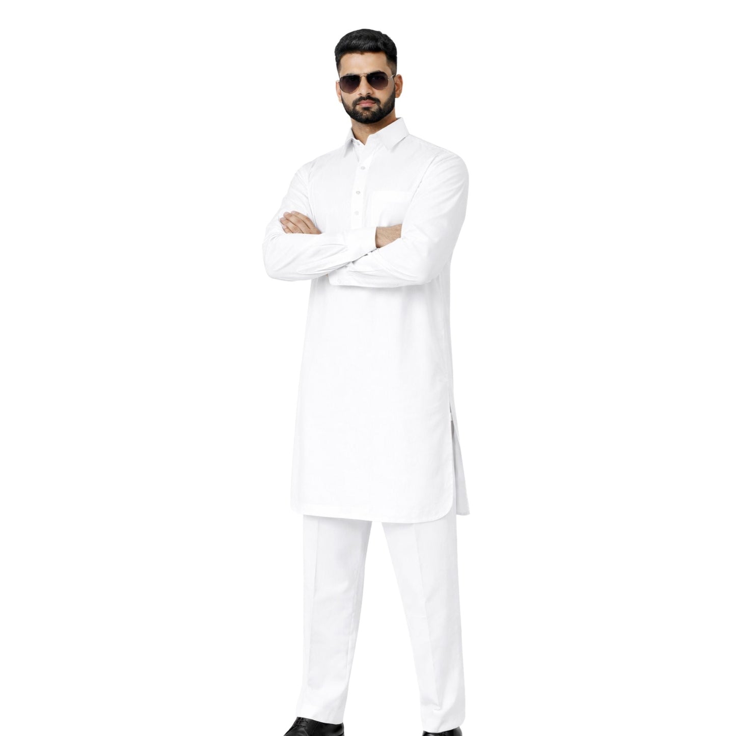 Men’s Cotton Blend Kurta Pyjama Set Regular Fit Full Sleeve Festive & Casual Wear