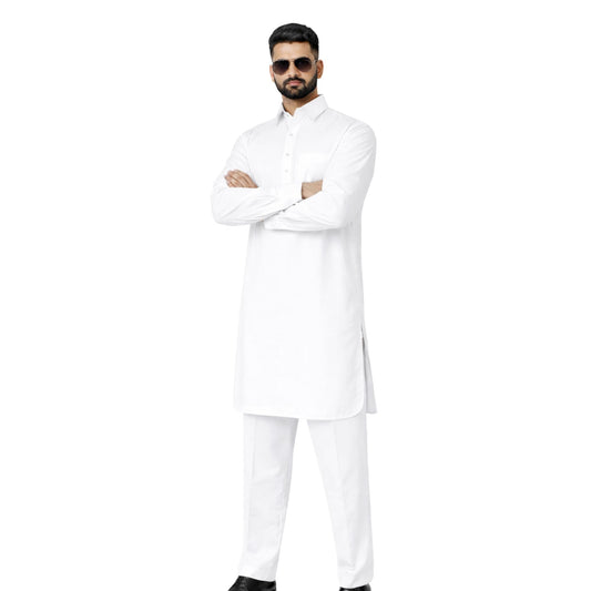Men’s Cotton Blend Kurta Pyjama Set Regular Fit Full Sleeve Festive & Casual Wear