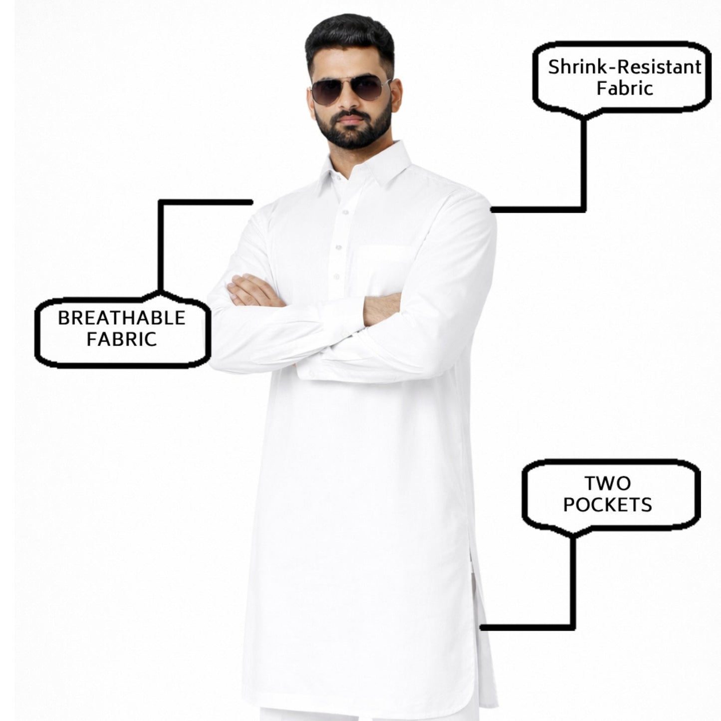 Men’s Cotton Blend Kurta Pyjama Set Regular Fit Full Sleeve Festive & Casual Wear