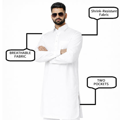 Men’s Cotton Blend Kurta Pyjama Set Regular Fit Full Sleeve Festive & Casual Wear