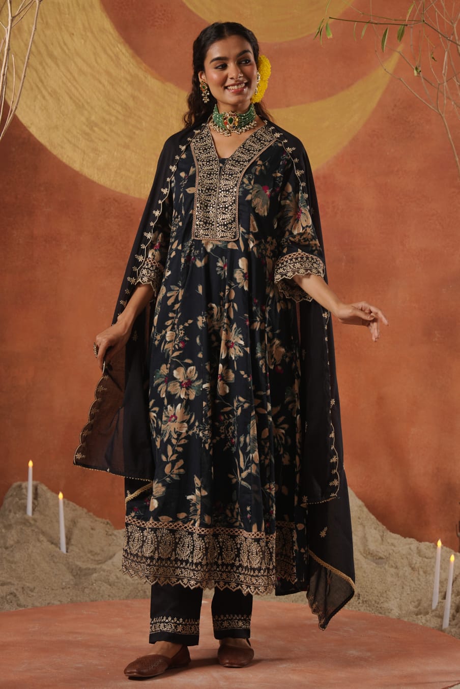 Elegant Designer Floral Frock Suit – Festive Wear Collection