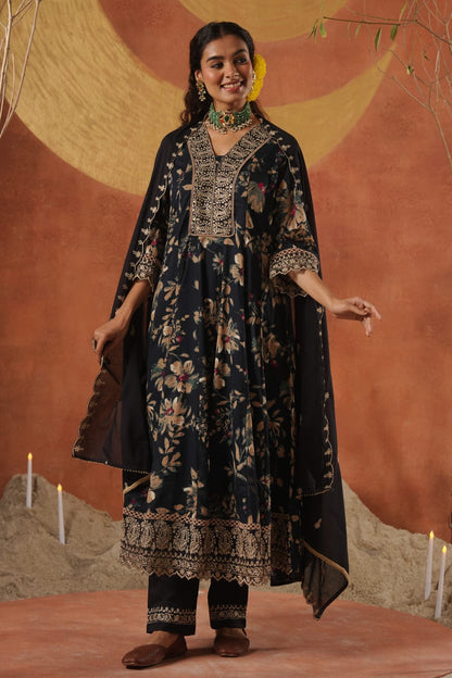Elegant Designer Floral Frock Suit – Festive Wear Collection