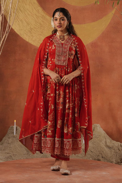 Elegant Designer Floral Frock Suit – Festive Wear Collection