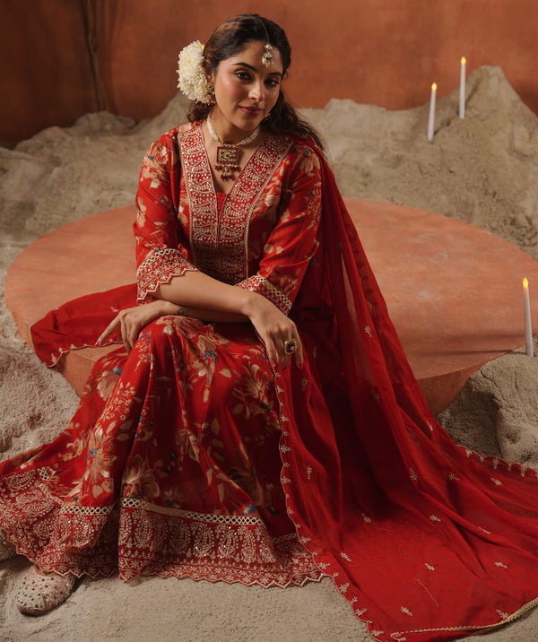 Elegant Designer Floral Frock Suit – Festive Wear Collection