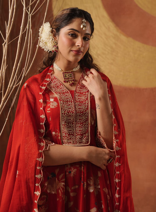 Elegant Designer Floral Frock Suit – Festive Wear Collection