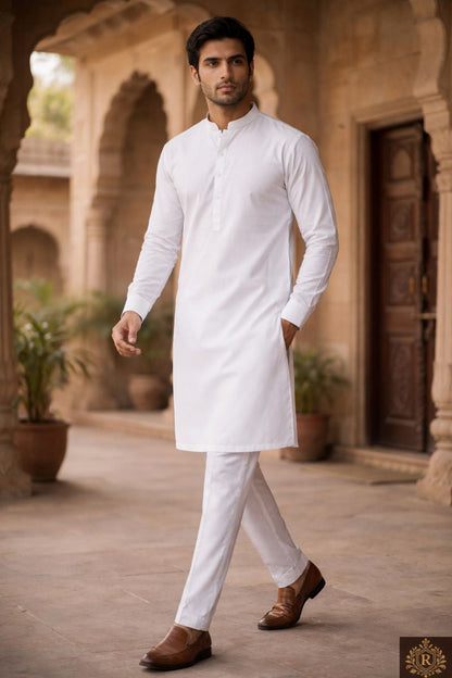 Men’s Matte Cotton premium Kurta Pyjama Set Regular Fit Full Sleeve Festive Wear
