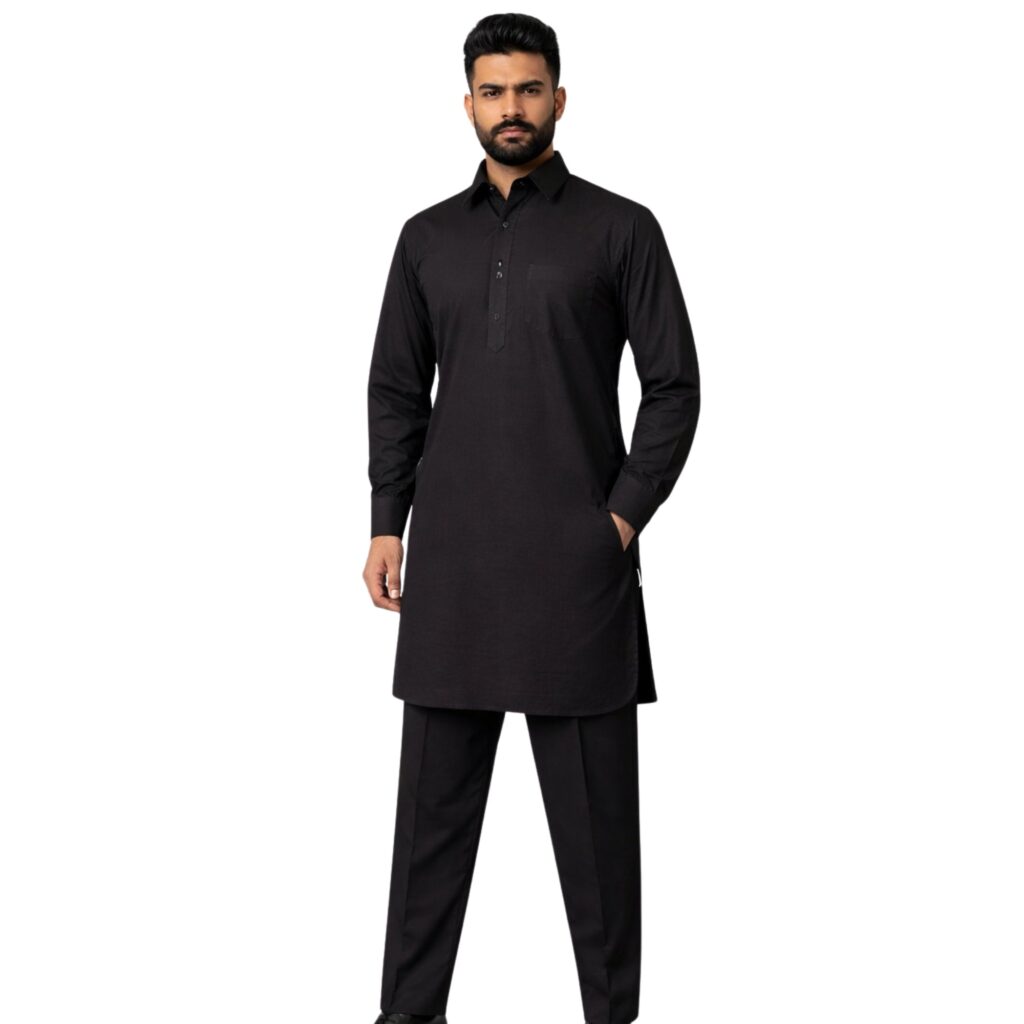 Men’s Cotton Blend Kurta Pyjama Set Regular Fit Full Sleeve Festive & Casual Wear